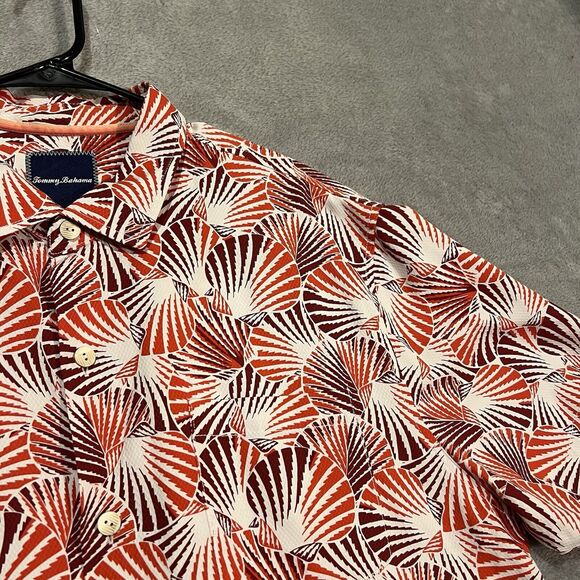 Tommy Bahama Button Down Shirt Mens XL Shell We Dance Scalloped Camp Silk - Picture 3 of 8